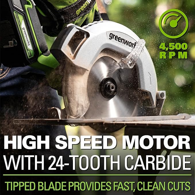 Greenworks 24V Brushless 7-1/4-inch Circular Saw, Battery and Charger Sold Separately