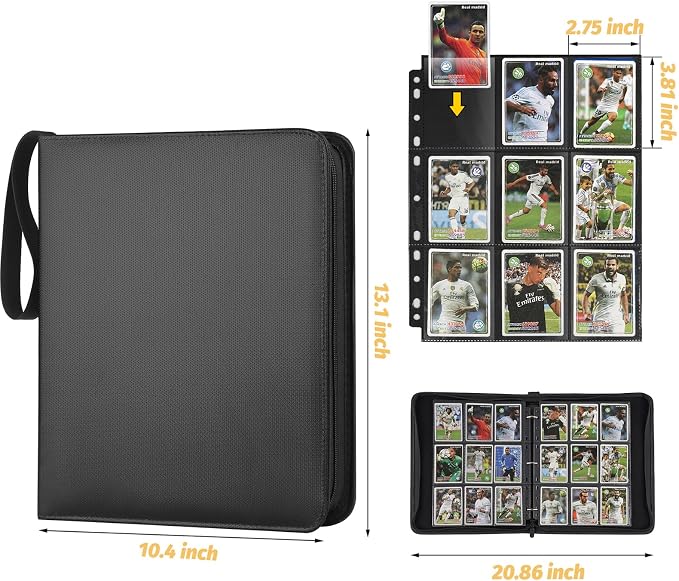 GERMUN Fireproof 3 Ring 9 Pocket Zipper Card Binder, 720 Double Sided Standard - Image 2
