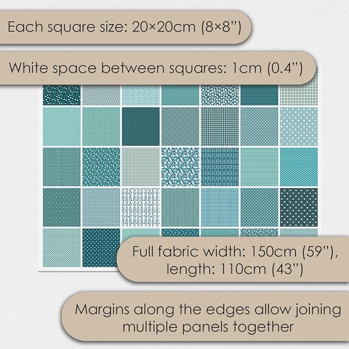 Cotton Satin Patchwork Fabric Panel – 35 Designs, 20×20 cm Squares, Single - Image 5