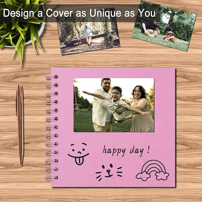 DIY Scrapbook Album 7x7 Inch, Hardcover Kraft Paper Scrap Book Photo Album - Image 5