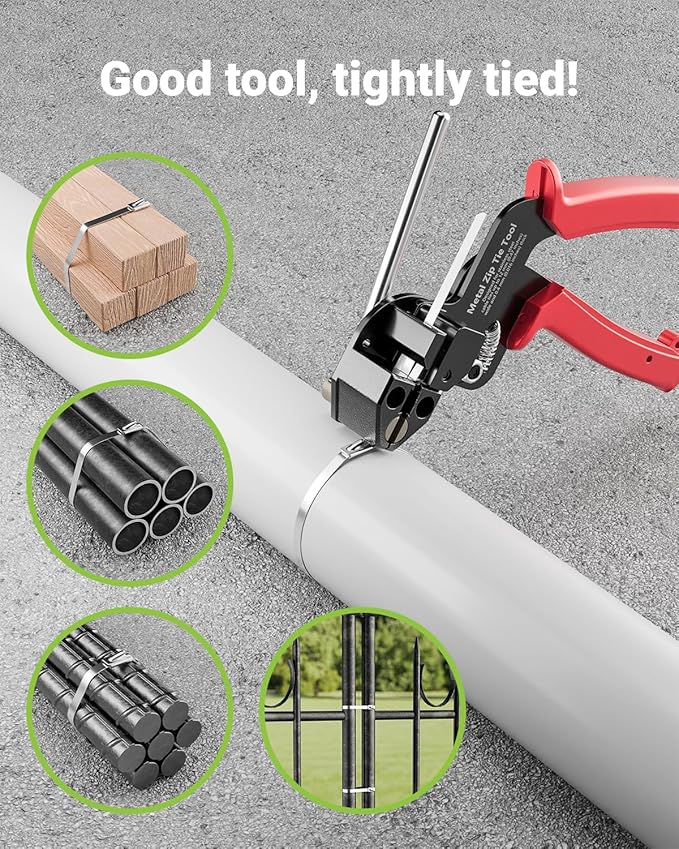 Metal Zip Tie Tool, Heavy Duty Zip Tie Cutter, Fasten and Cut Stainless Steel Cable Ties, for Outdoor Chain Link Fence Ties, Exhaust Pipe and Cables