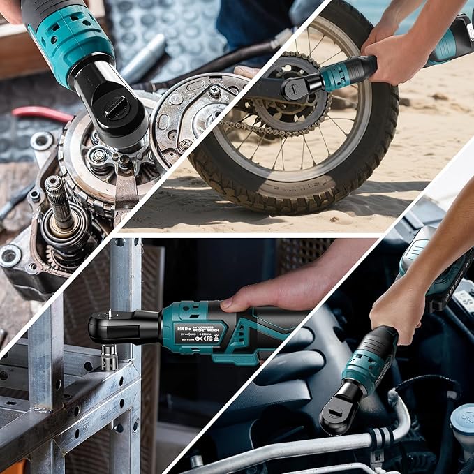 Seesii Cordless Electric Ratchet Wrench: 50Nm Torque 220RPM, 1/4" Power Ratchet Set w/ 2×2.0Ah Batteries, 5 Sockets, Fast Charger, 3" Extension, Carrying Bag - for Auto Repair, DIY, Motorcycle