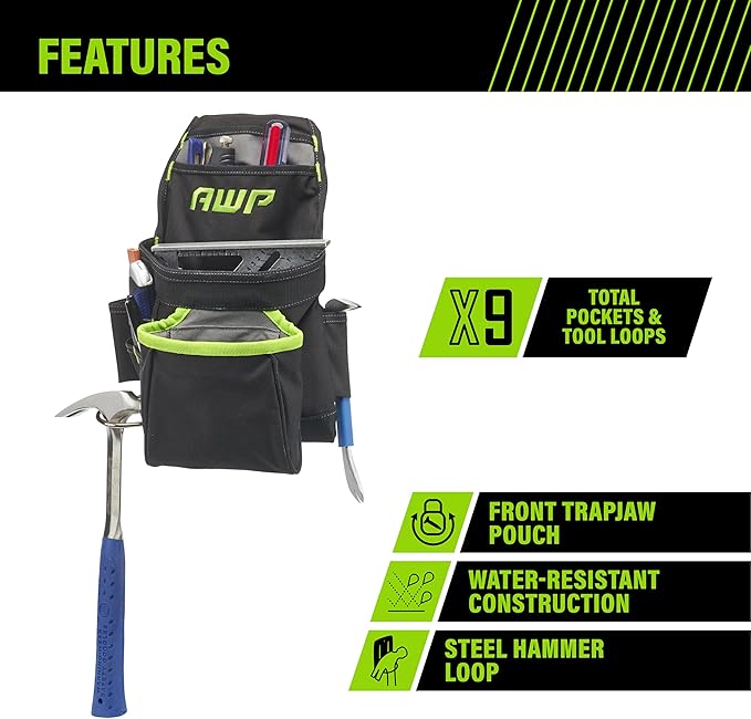 AWP Tool Pouch, Electrician Tool Pouch, Premium, Professional Multi-Pocket Organizer
