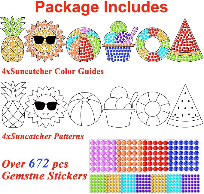 Qyeahkj 6pcs Summer Arts and Crafts Kits Suncatcher Easy Art Craft - Image 2