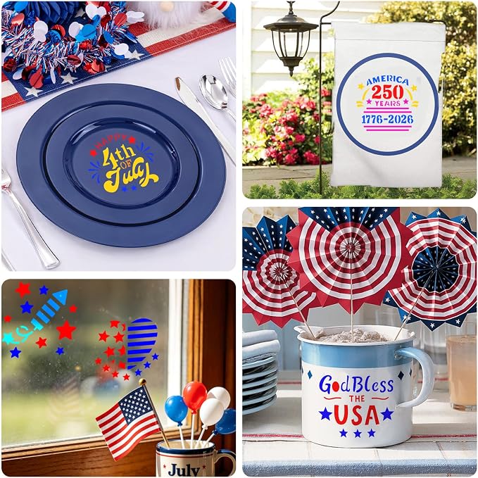 72 PCS 3x3 Inch Independence Day Stencils - Image 5