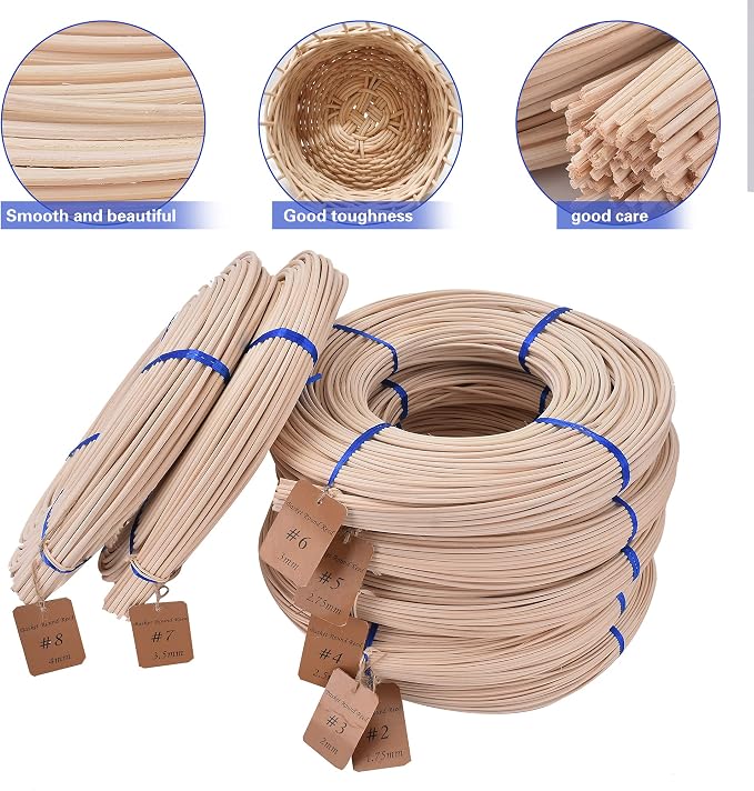 VFULIE 5PCS Basket Round Reeds #6 3mm 1-Pound Coil Basket Weaving Canes - Image 3