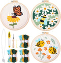3 Pcs Punch Needle Kits, 7.87 Inch Cute Floral, Bees and Butterfly Punch Needle by Unknown