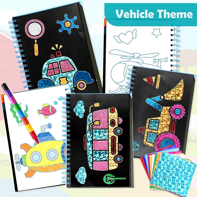 FUNNYB&G Foil Art Craft Kit for Boys 4-10 Years Old: Mess-Free & No-Glue - Image 7