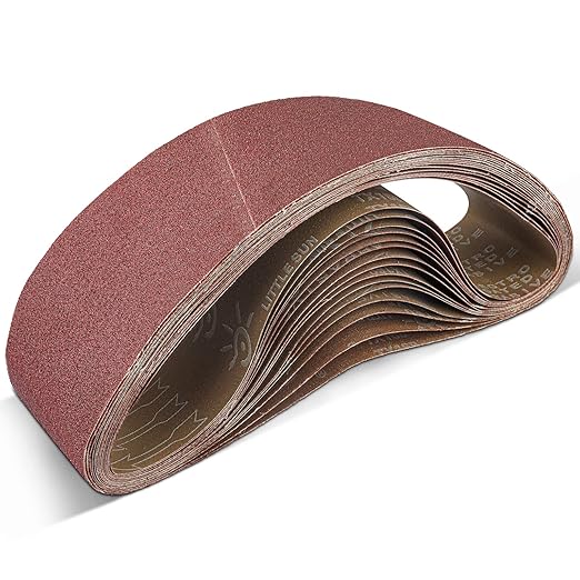 4x36 Sanding Belts 15PCS Belt Sander Paper Aluminum Oxide (3 Each of 80/120/150/240/400 Grits) Ideal for Wood Metal Paint Sanding