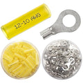100PCS Separated Heat Shrink Ring Connectors Electrical Wire Crimp Termianls (Ring 3/8", AWG 12-10)