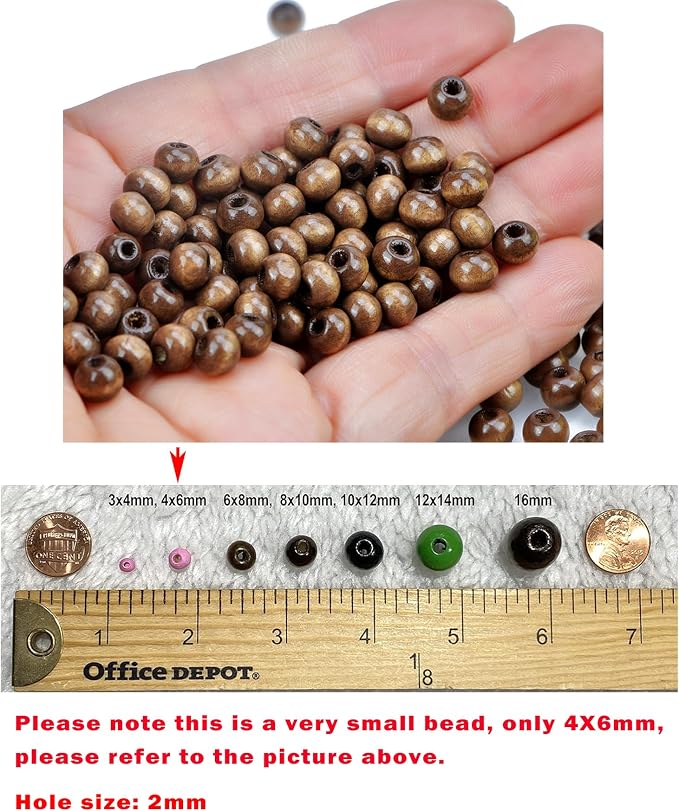 AD Beads Wood Spacer Loose Wooden Craft Beads Big Hole Beads Assorted - Image 2
