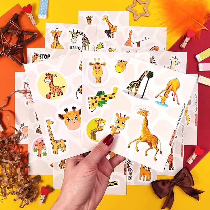 BulbaCraft Giraffe Stickers for Water Bottle, Scrapbooking, Laptop Decals — - Image 8