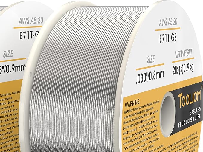 TOOLIOM E71T-GS .030"+.035" Diameter 2-Pound Spool Flux Core Self-shielded Carbon Steel MIG Welding Wire, 2PCS Dual Gauge Welding Wire