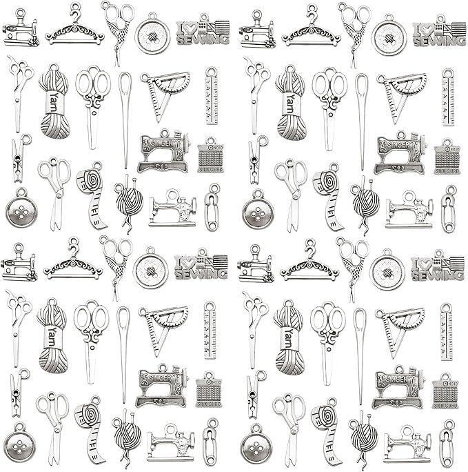 WOCRAFT 60pcs Antique Silver Sewings Bracelet Charms by WOCRAFT