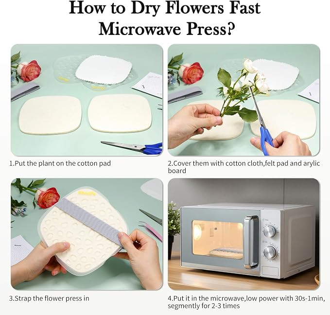 Aboofx Microwave Flower Press Kit, 6.3" Quick Drying Pressed Flower Art Kit - Image 4