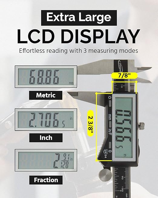 iGaging IP54 Electronic Digital Caliper 0-6" Display Inch/Metric/Fractions Stainless Steel Body