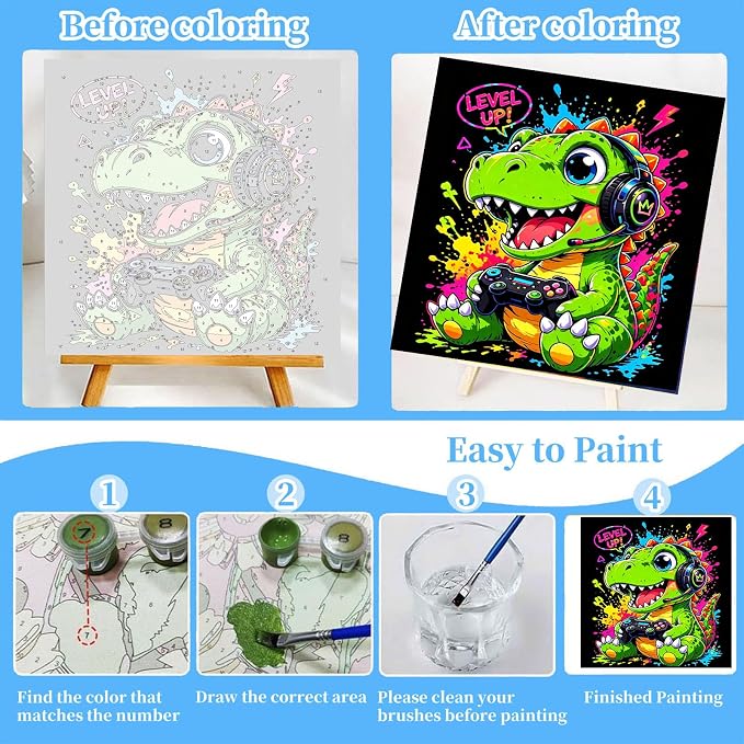 4 Pack Paint by Numbers Kit for Kids - Image 4