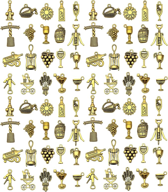 WOCRAFT 60pcs Antique Gold Wine Bracelet Charms by WOCRAFT
