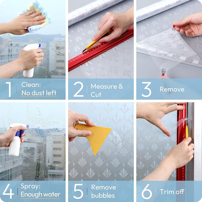 rabbitgoo Privacy Window Film Frosted Glass, 23.6" x 78.7" | Sun Blocking Non - Image 7