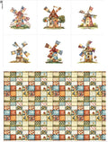 Patchwork Fabric Panel with Windmill Designs – 100% Cotton Satin, 6 Printed by FabricsTown