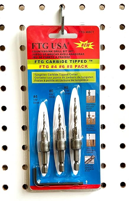 Wood Countersink Drill Bit Set #4#6#8 Set Countersink HSS M2 Tapered Drill Bits, Quick Change Hex Shank Countersink Bit, 1 Stop Collar, 1 Allen Wrench, Countersink Drill Bit for Woodworking