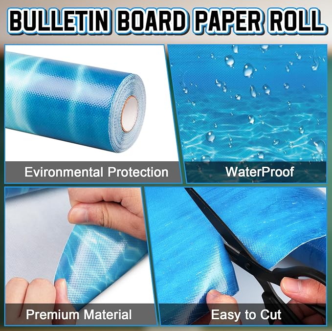 Inkspire Ocean Sea Bulletin Board Paper Roll, 14.8FTx18.5IN Large Reusable - Image 3