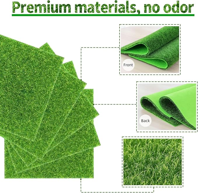 4 Pcs 6 X 6 Inch Fake Grass Decor - Image 3