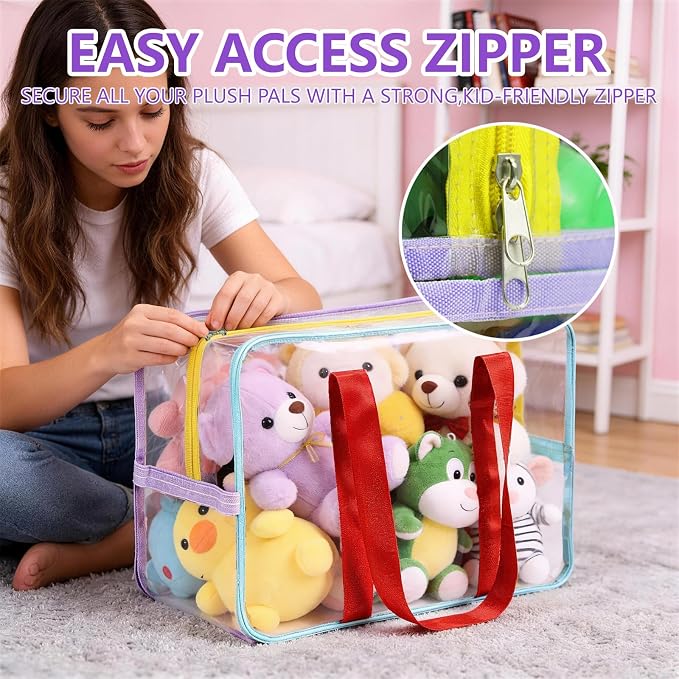 4 Pack PVC Toy Storage Bags, Large 15.75" x 8.66" x 12.21" Clear Double Zipper - Image 6