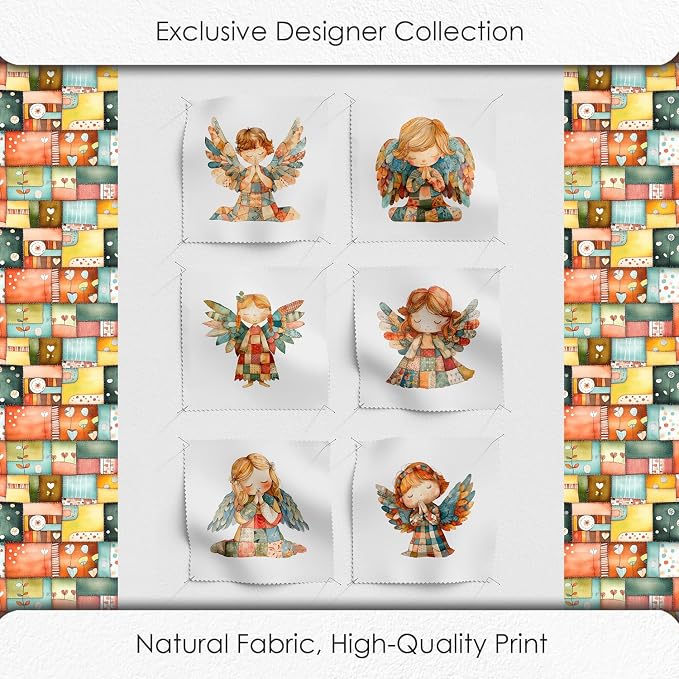 ‍ Patchwork Angel Cotton Fabric Panel – 6 Designs + Bonus Sheet 29.5×19.6 inch - Image 5