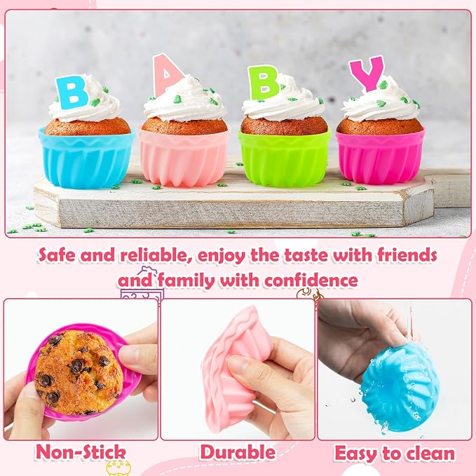 R HORSE 42Pcs Silicone Baking Molds Pumpkin Shapes Baking Cups Non-Stick Donut - Image 6