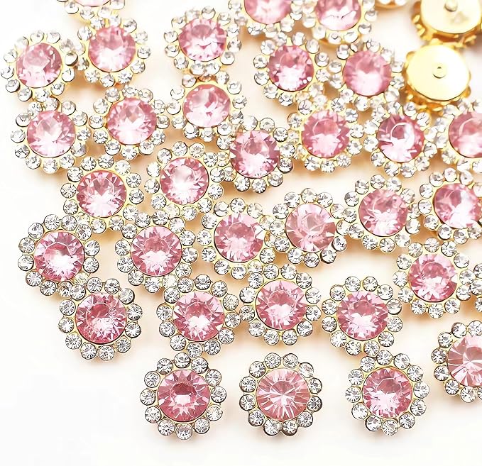 12mm 150pcs Light Pink Crystals Glass Gems Sew on Rhinestones, Jewels Gemstones by Unknown