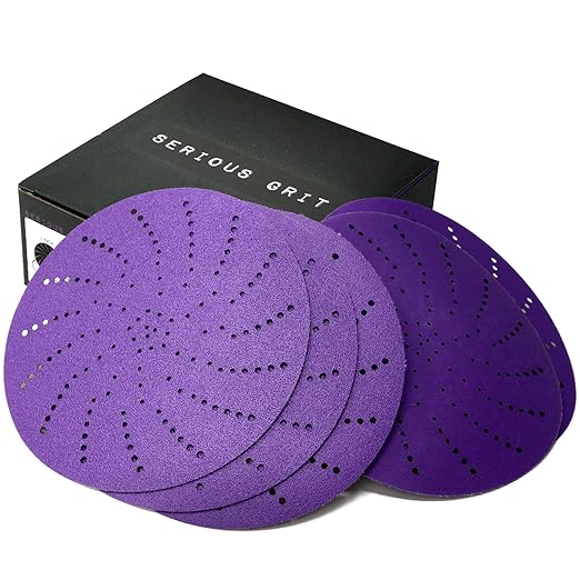 6-Inch Assorted Grit Ceramic Multi-Hole Hook & Loop Sanding Discs - Advanced Grain for Fast Cutting & Long Life - Film-Backed Universal Fit Sandpaper for 6-in Sanders - 50 Pack Box