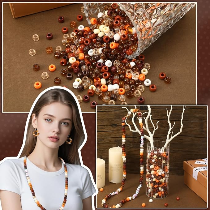 UPINS 1200Pcs Brown Pony Beads for Bracelets Jewelry Making DIY Crafts Brown - Image 6