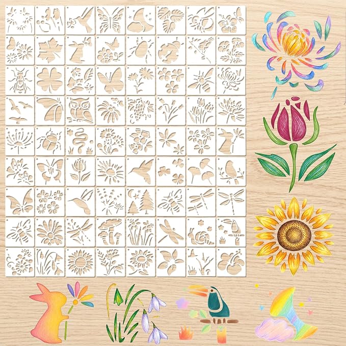 72 Pcs Flower Butterfly Stencils by Unknown