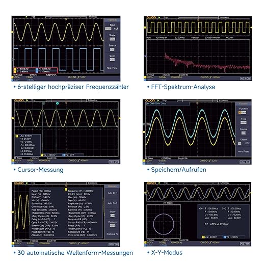 OWON Digital Oscilloscope with Dual-Channel Channels and Screen 7 inch / 18 cm, TFT-LCD Display, Portable Professional Oscilloscope Kit with 1GS/s Sampling Rate, Bandwidth 150MH,SDS215