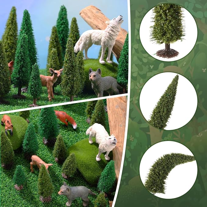 Skylety 35 Pieces Model Trees 6.3-1.2 Inch Mixed Miniature Trees Diorama - Image 3