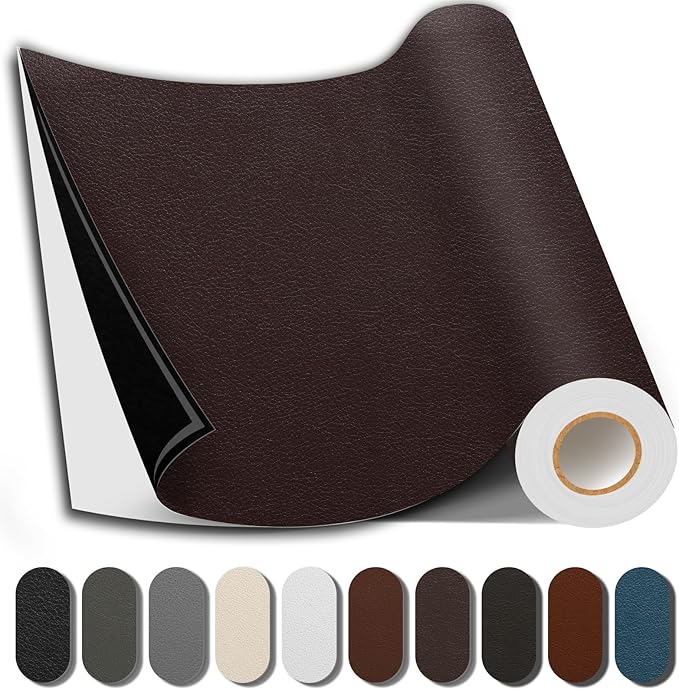 Shagoom Leather Repair Patch, 35X79 Inch Repair Patch Self Adhesive Waterproof, DIY Large Leather Patches for Couches, Furniture, Kitchen Cabinets, Wall （Dark Brown, 35X79 Inch）