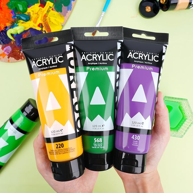 AUREUO Hooker's Green Acrylic Paint, 4 Fl Oz / 120ml Single Tube, Rich Pigment - Image 8
