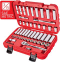 CARBYNE 3/8" Drive 6 Point Socket & Ratchet Set - 55 Piece | SAE & Metric. Includes Metric 8mm to 19mm, SAE 5/16" to 3/4". Chrome Vanadium Steel • From a Family-Run Tool Company Based in the U.S.A.