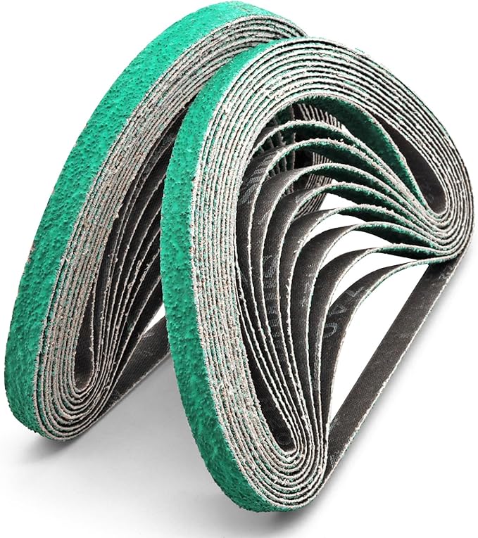 3/8 Inch x 13 Inch Sanding Belts for Air Belt Sander, 3/8" x 13" Zirconia Sanding Belts 60 Grit for Woodworking, Metal Polishing, Derusting, 20-Pack