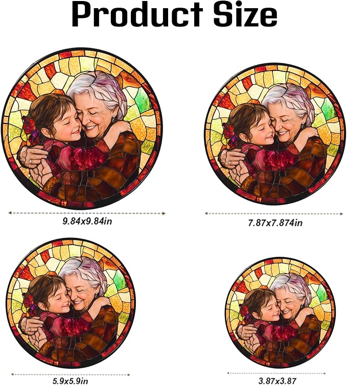 Personalized Grandma Stained Glass Sun Catcher, Custom Photo Family Portrait - Image 7
