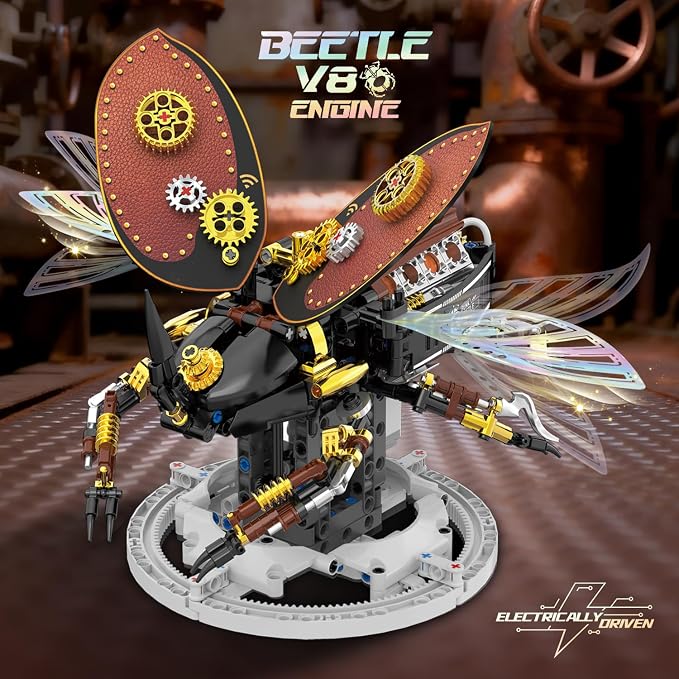 Bionic Steampunk Beetle Insect Building Set, Poseable Articulated Mechanical - Image 2