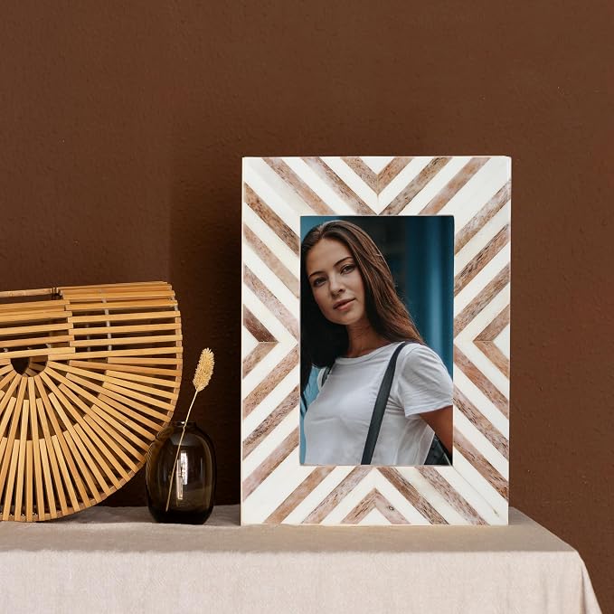 Picture Photo Frame Chevron Herringbone Art Inspired Vintage Table-Top/Wall - Image 3