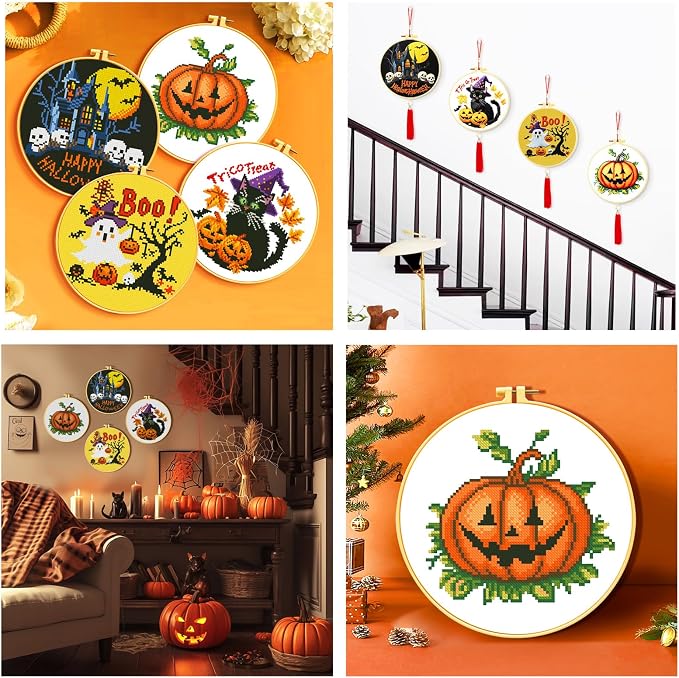 Zhenging Halloween Cross Stitch Kit w/Haunted House, Tassel | DIY Halloween - Image 7