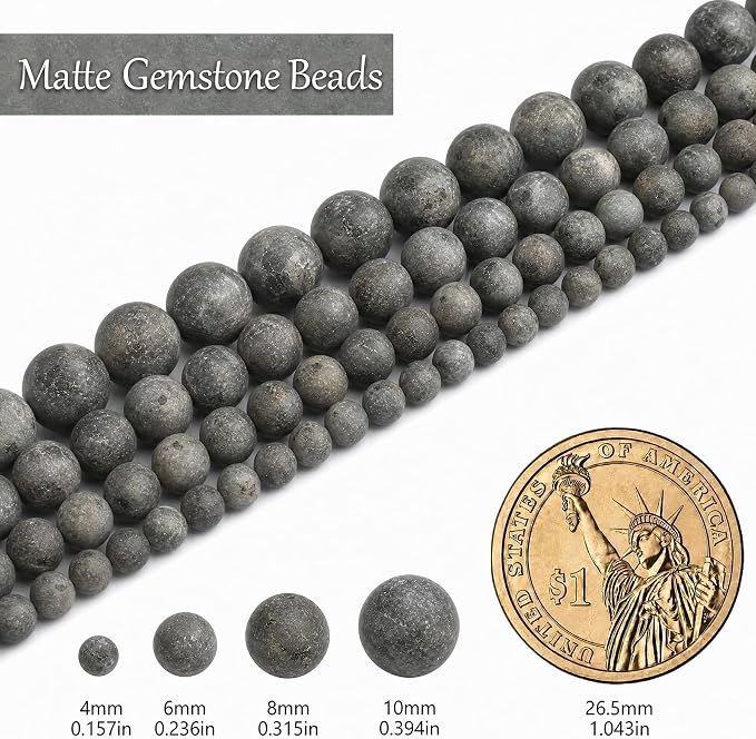 10mm Matte Black Labradorite Bead, 15-Inch Matte Round Loose Stone Beads - Image 3