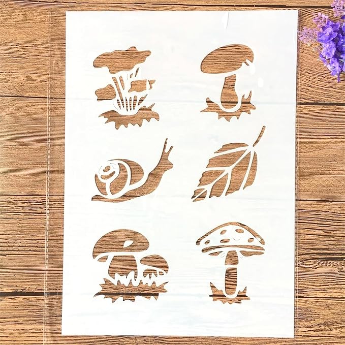 TIAMECH A4 Reusable Snail Mushroom Stencil by TIAMECH