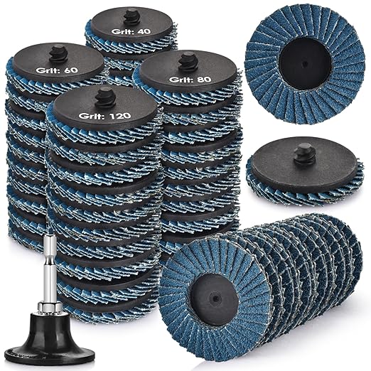 60PCS Die Grinder Sanding Disc, 2 Inch Flap Disc with 1/4 inch Holder, Roll Lock Flap Wheel for Stock and Rust Removal, Finishing, Grinding, Deburring, 40/60/80/120 Grits flappers