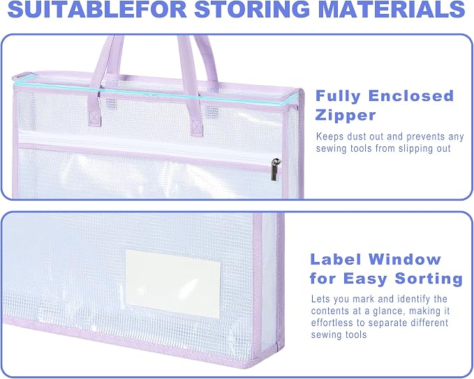 Qozary 8 Pcs Sew Project Bags for Quilting-A3 Sewing Craft Organizer Storage - Image 5