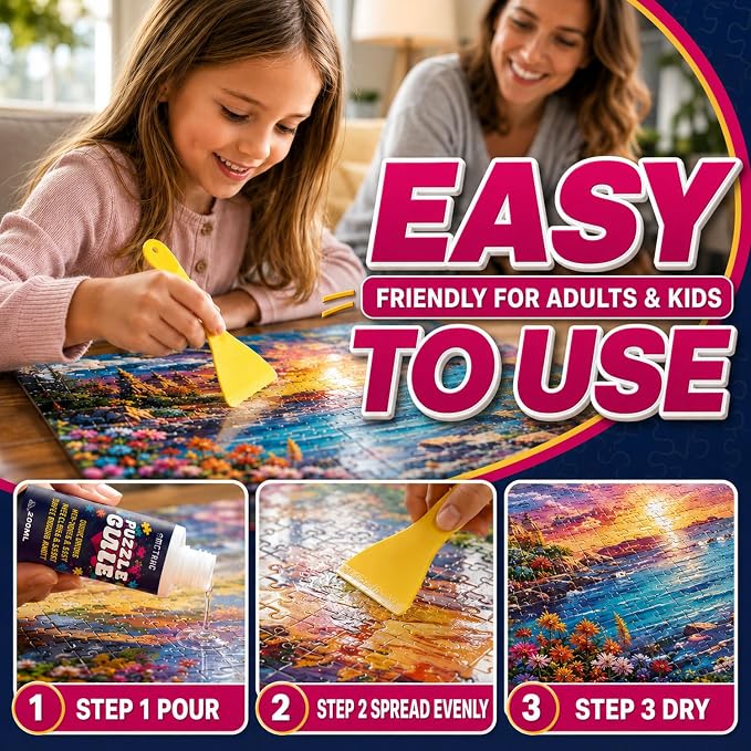 Jigsaw Puzzle Glue Clear, with Two Applicators, Easily Preserves Finished - Image 6