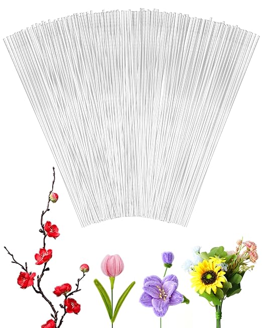 100 PCS FIVEIZERO 18 Gauge White Floral Wire Stems by FIVEIZERO